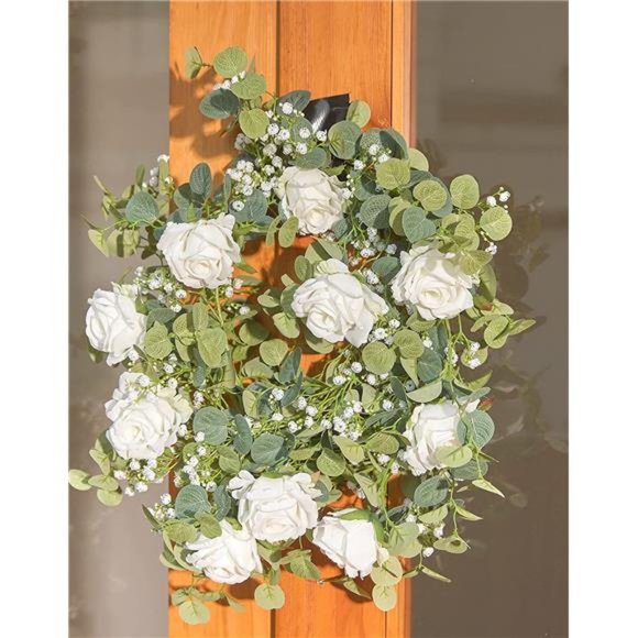 5.91FT Artificial Eucalyptus Garland with Flowers, Fake Rose Gypsophila Garland - Picture 7 of 7